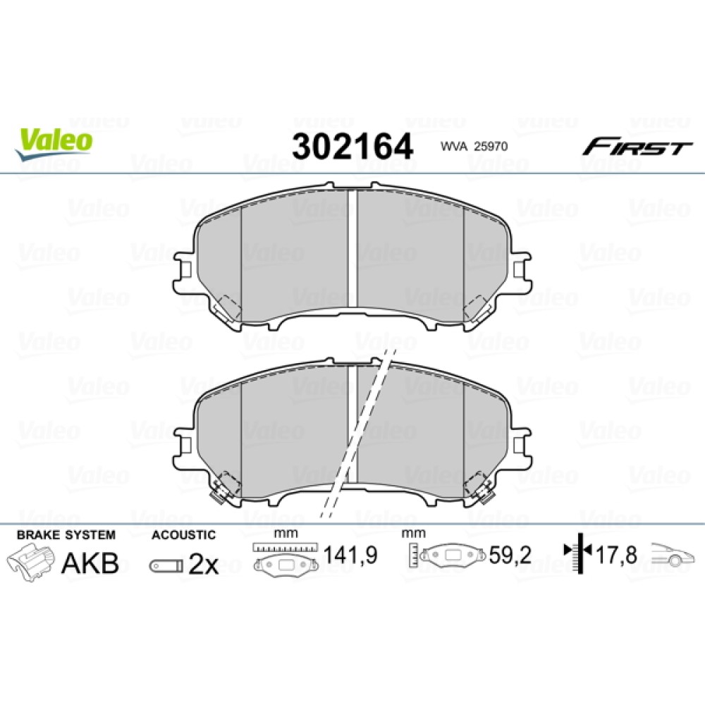 Σετ τακάκια εμπρός VALEO 302164