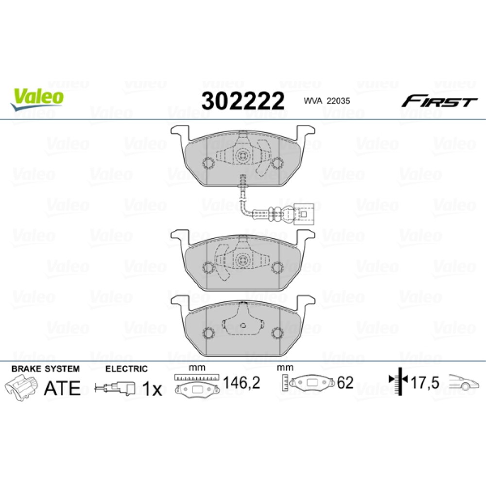 Σετ τακάκια εμπρός VALEO 302222