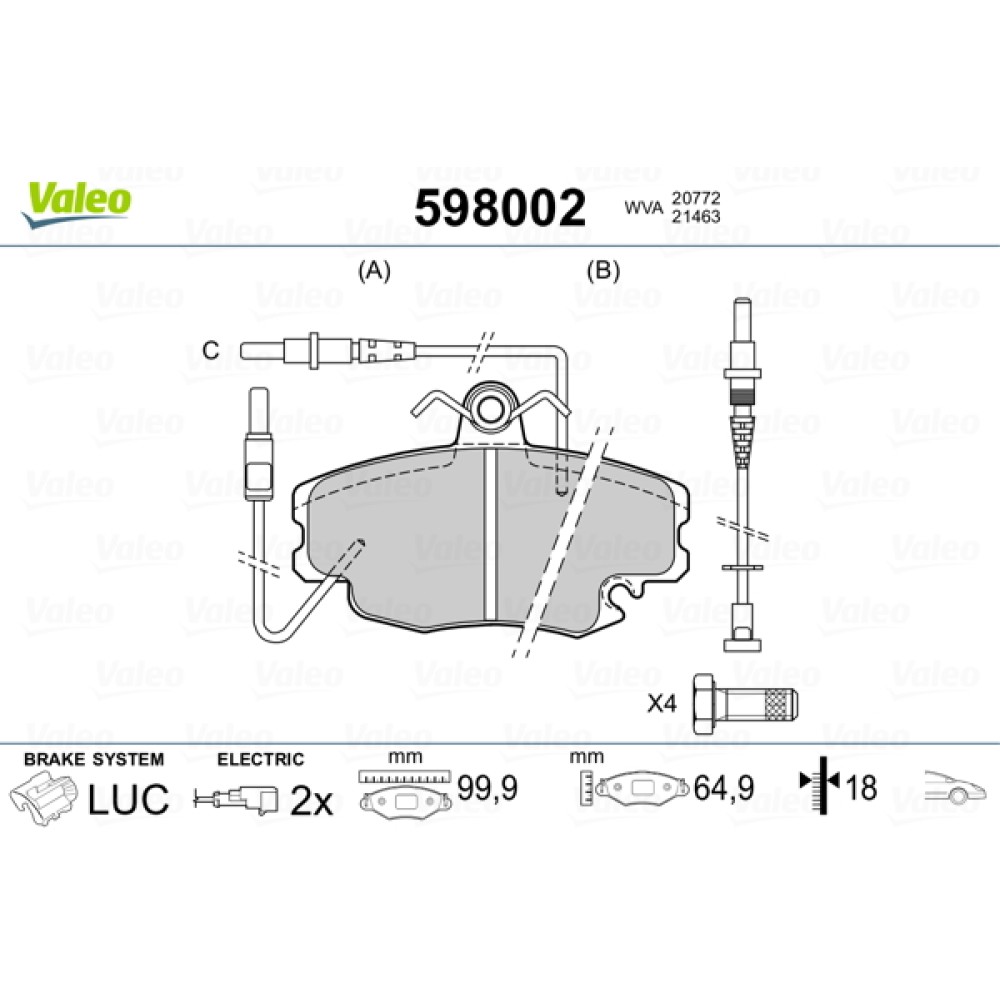 Σετ τακάκια εμπρός VALEO 598002