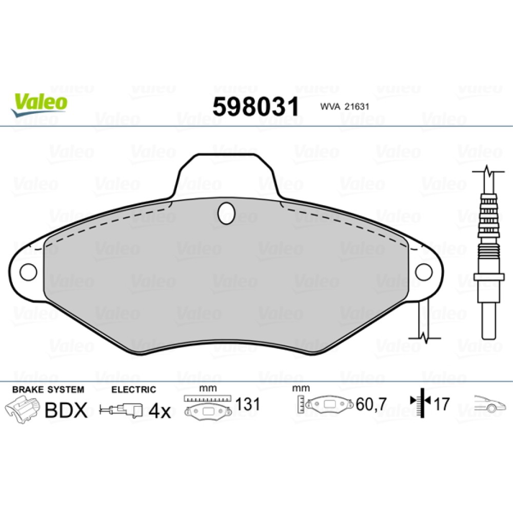 Σετ τακάκια εμπρός VALEO 598031