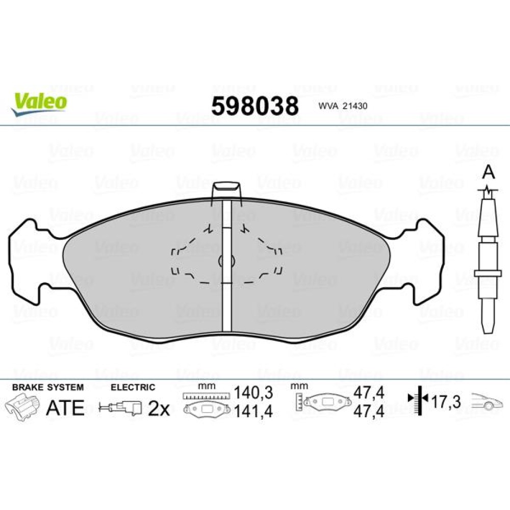 Σετ τακάκια εμπρός VALEO 598038