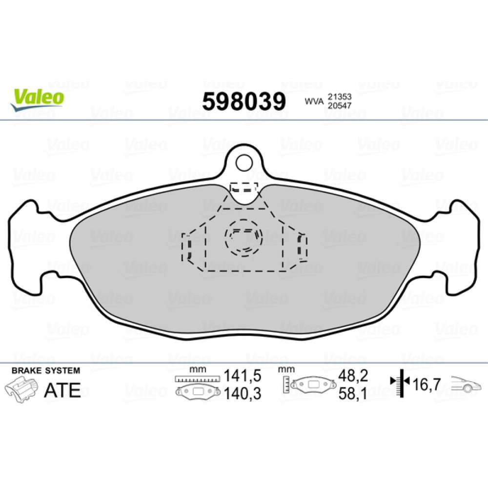 Σετ τακάκια εμπρός VALEO 598039