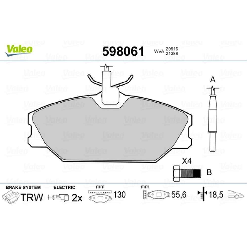 Σετ τακάκια εμπρός VALEO 598061