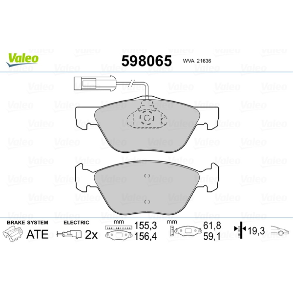 Σετ τακάκια εμπρός VALEO 598065