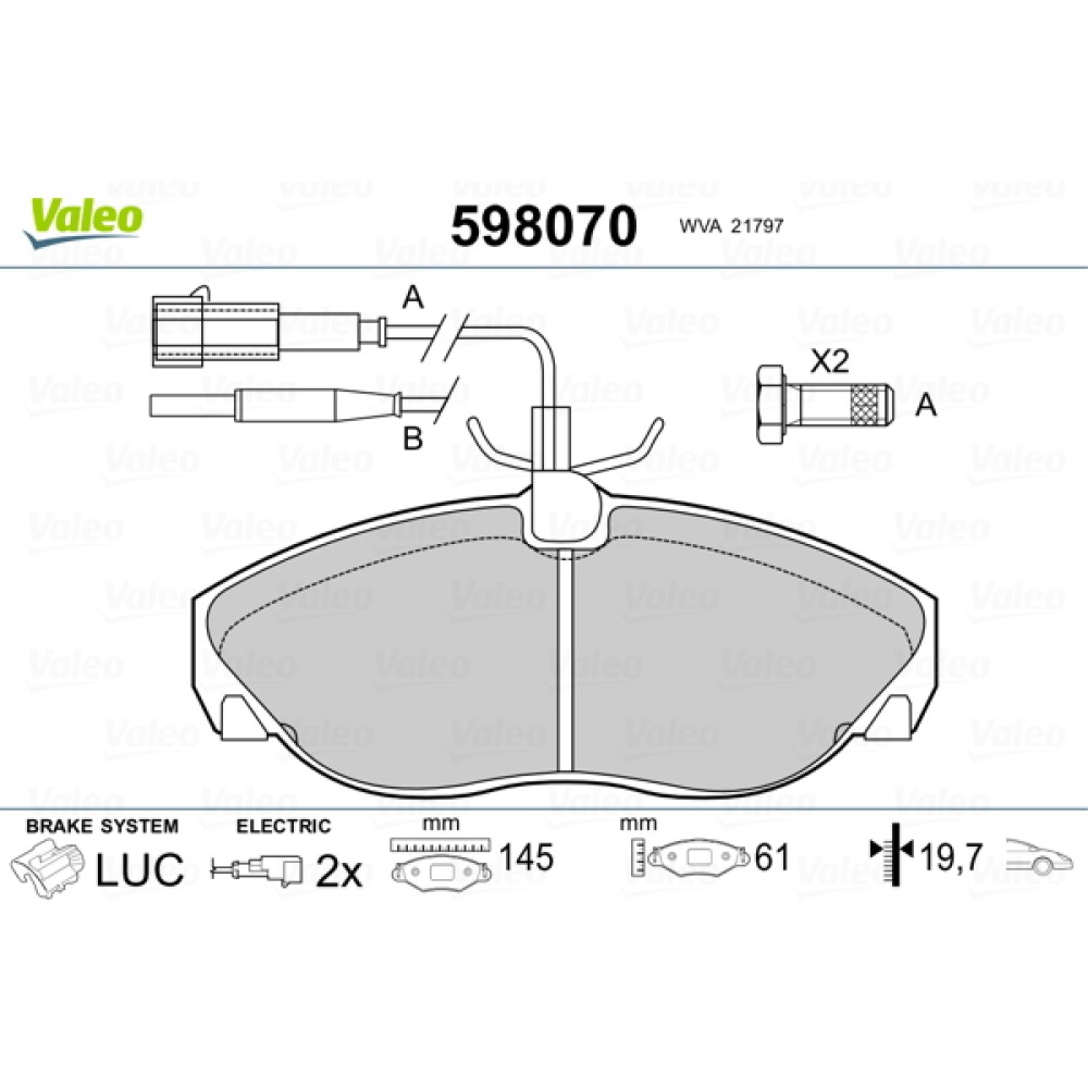 Σετ τακάκια εμπρός VALEO 598070