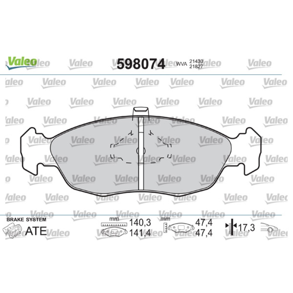 Σετ τακάκια εμπρός VALEO 598074