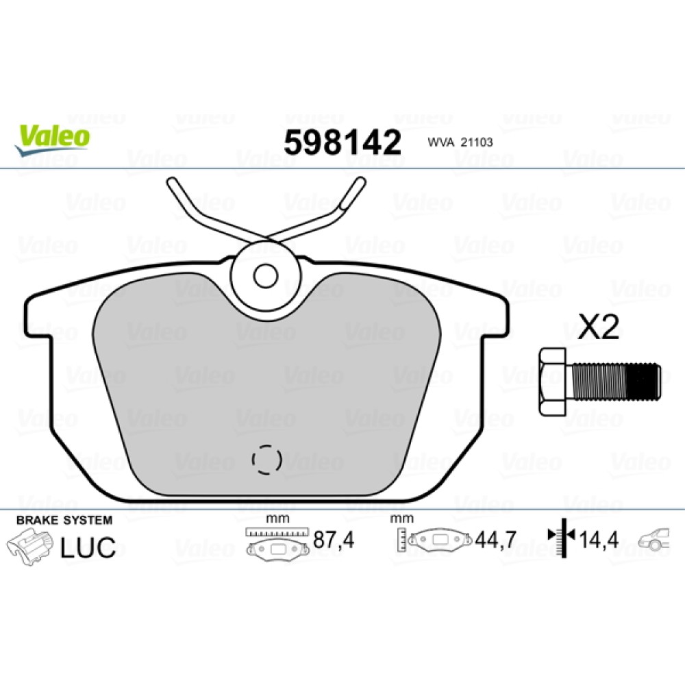 Σετ τακάκια πίσω VALEO 598142