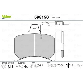 Σετ τακάκια εμπρός VALEO 598150