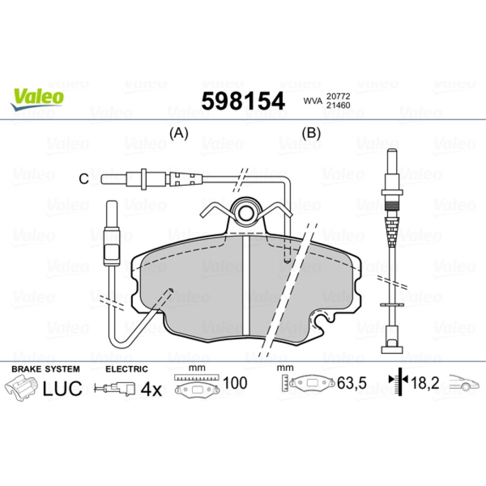 Σετ τακάκια εμπρός VALEO 598154