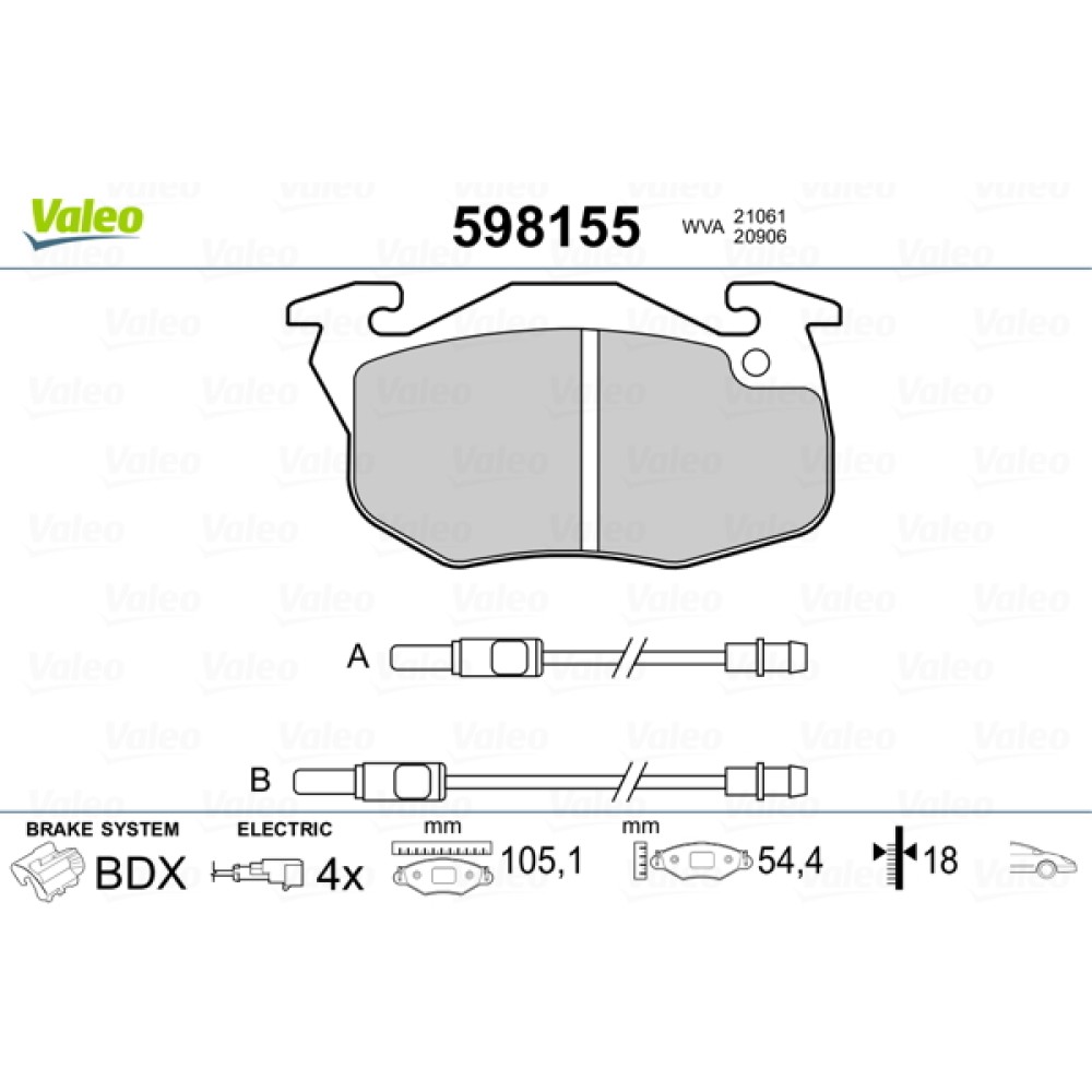 Σετ τακάκια εμπρός VALEO 598155