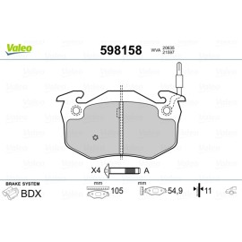 Σετ τακάκια πίσω VALEO 598158