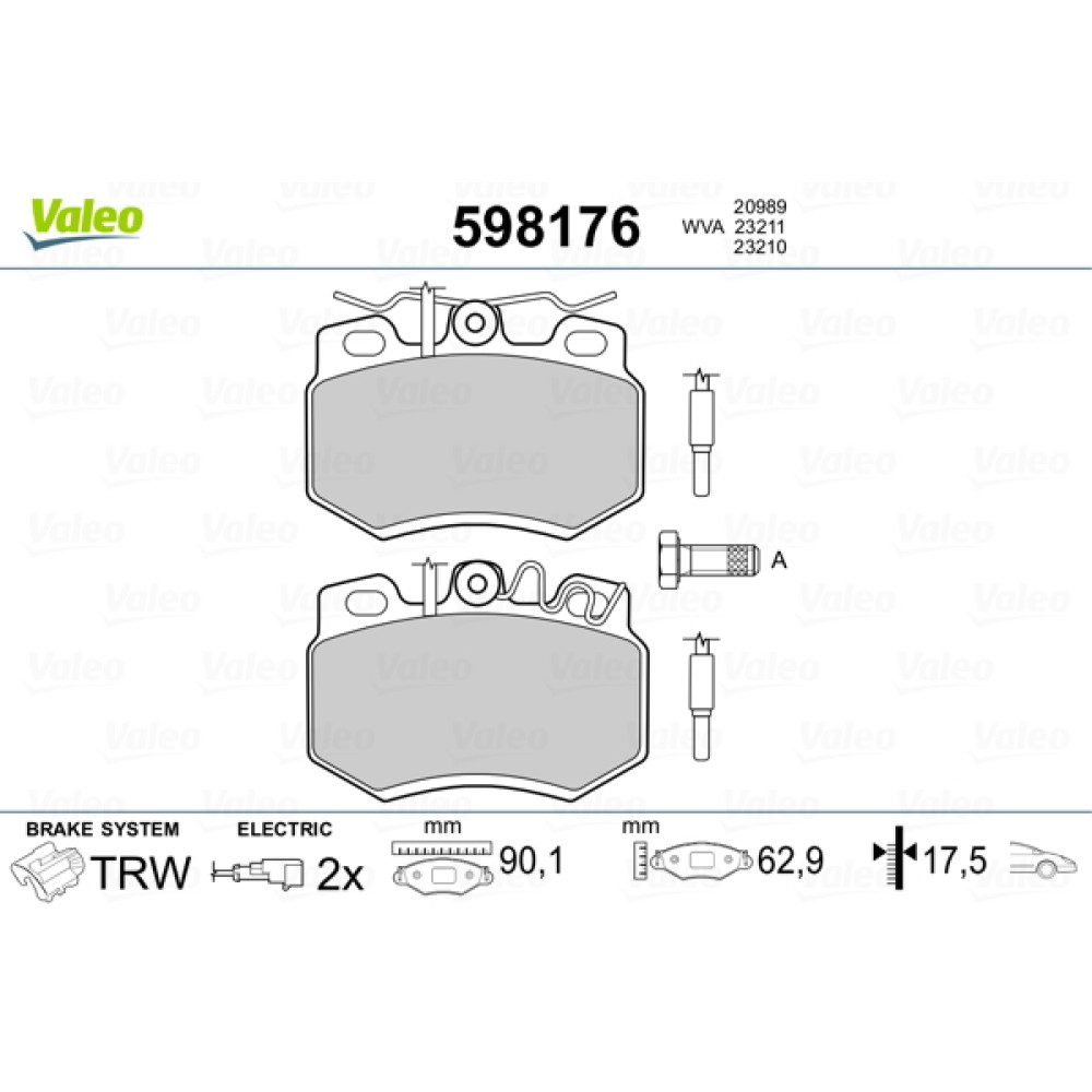 Σετ τακάκια εμπρός VALEO 598176