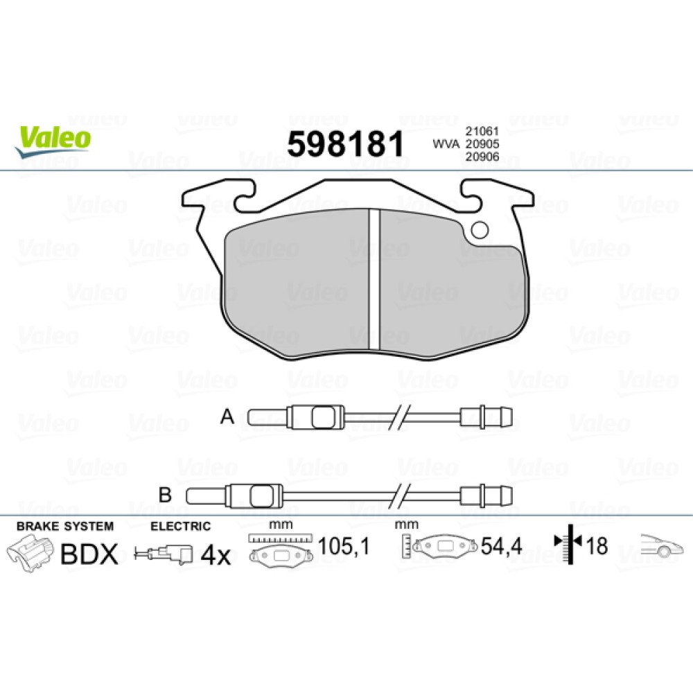 Σετ τακάκια εμπρός VALEO 598181