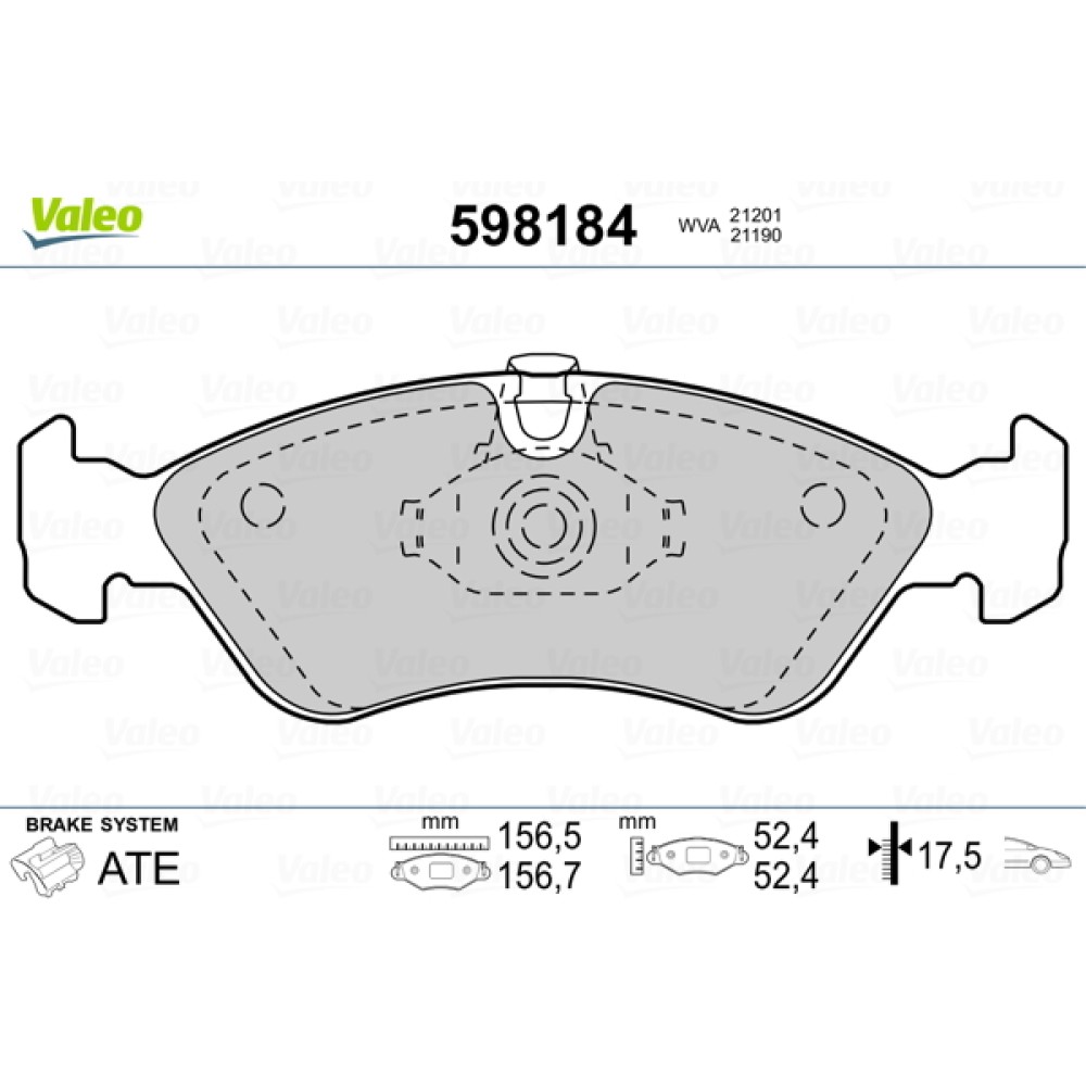 Σετ τακάκια εμπρός VALEO 598184