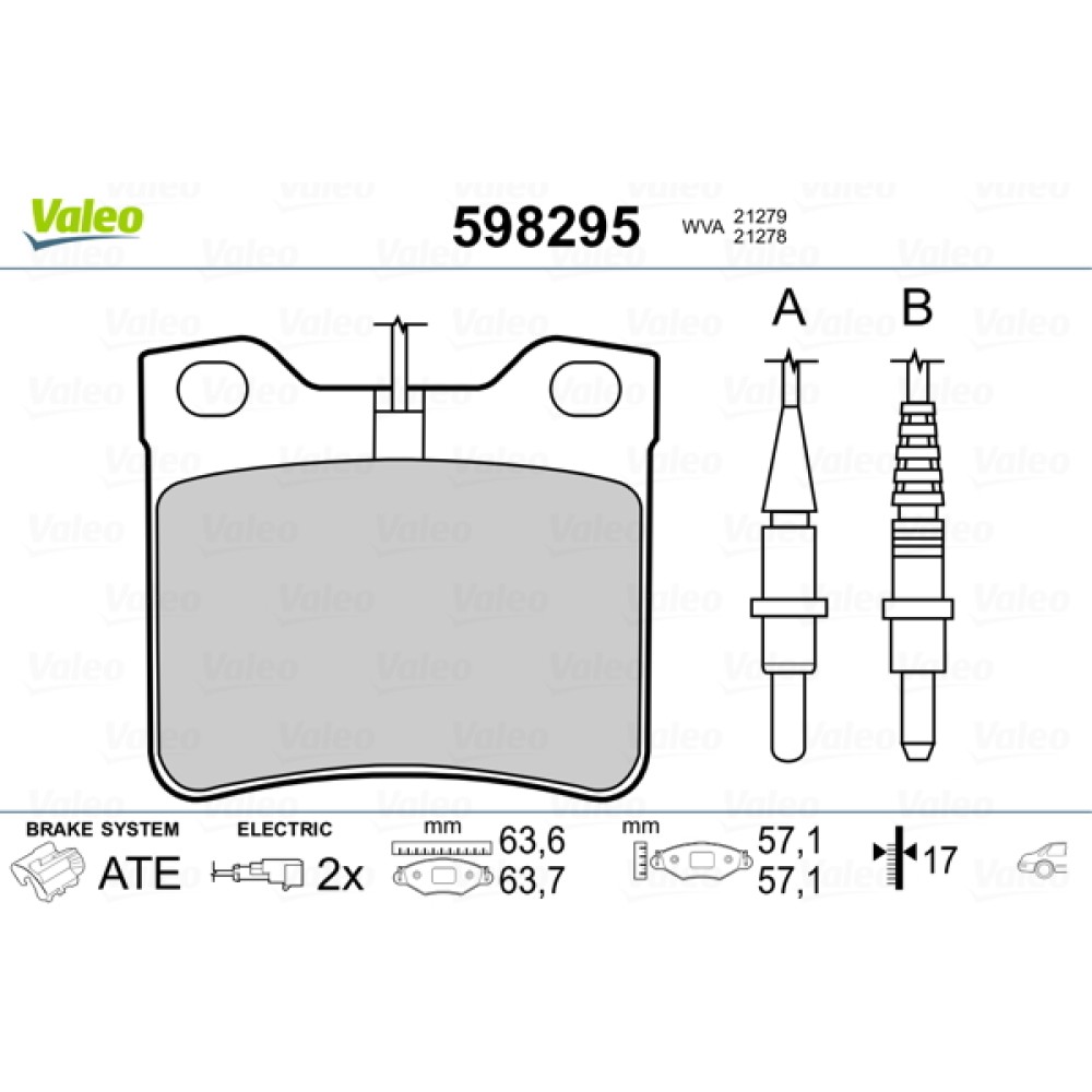 Σετ τακάκια πίσω VALEO 598295