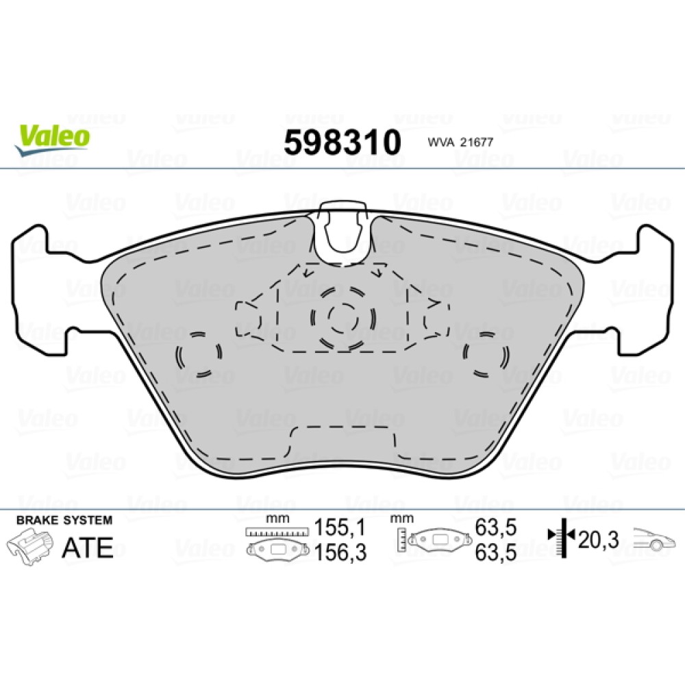 Σετ τακάκια εμπρός VALEO 598310