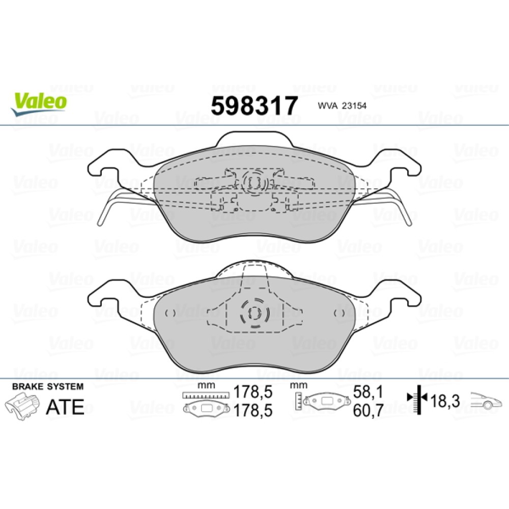 Σετ τακάκια εμπρός VALEO 598317