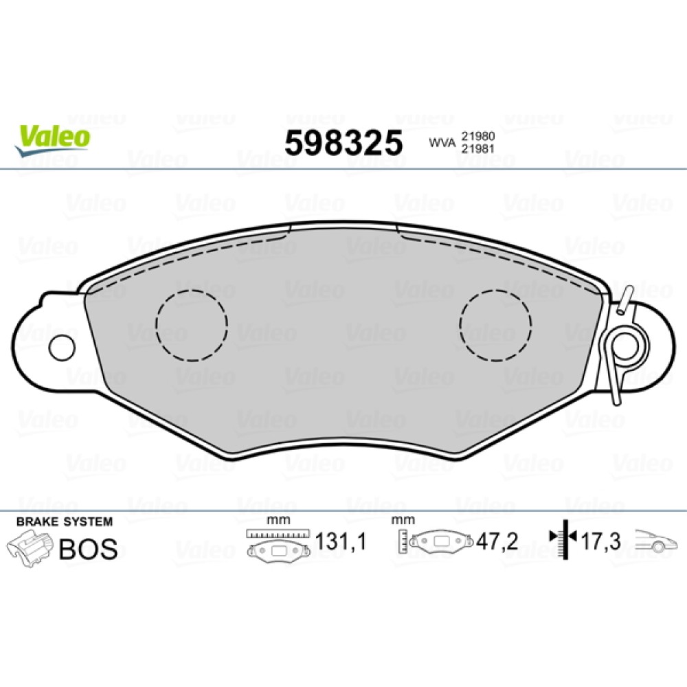 Σετ τακάκια εμπρός VALEO 598325