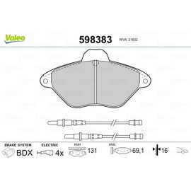 Σετ τακάκια εμπρός VALEO 598383