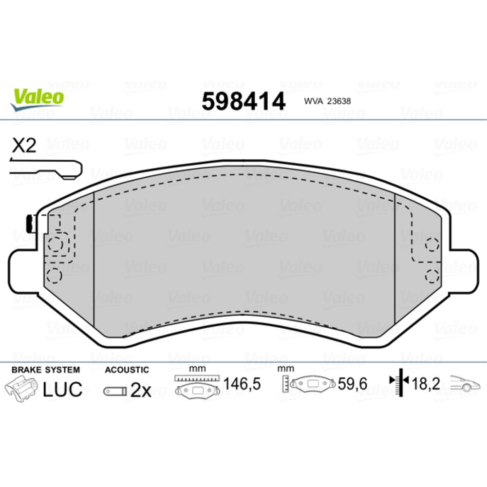 Σετ τακάκια εμπρός VALEO 598414