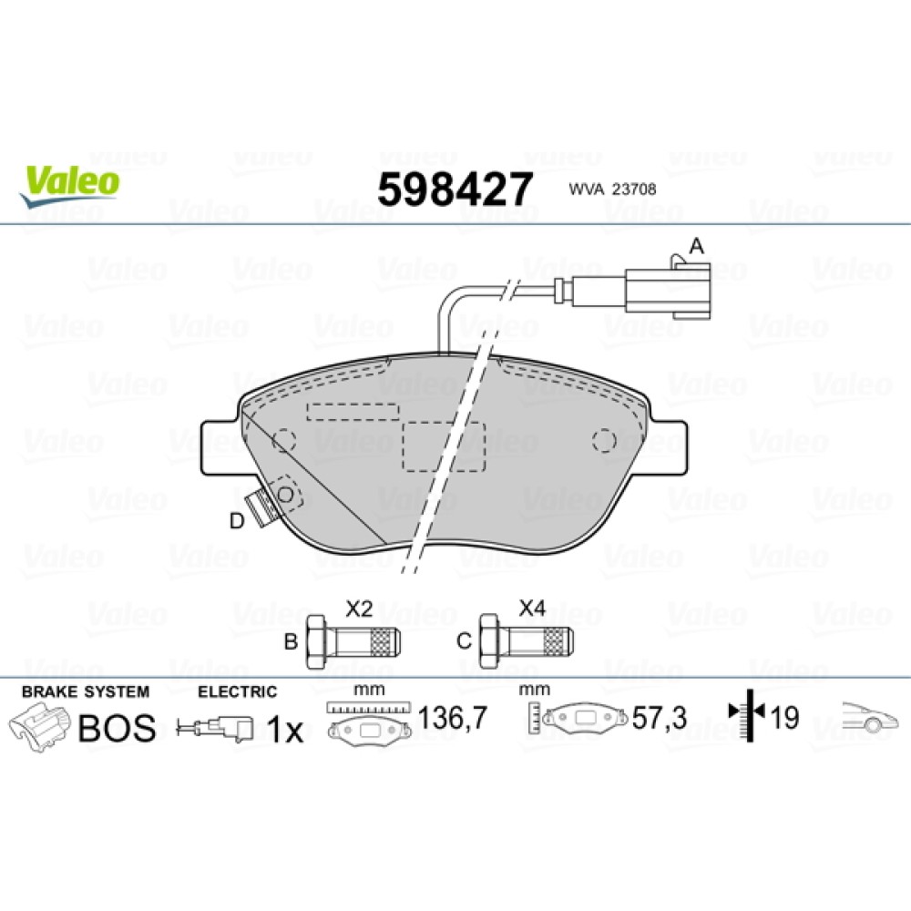 Σετ τακάκια εμπρός VALEO 598427