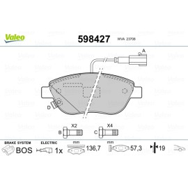 Σετ τακάκια εμπρός VALEO 598427