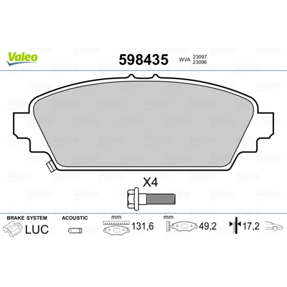 Σετ τακάκια εμπρός VALEO 598435