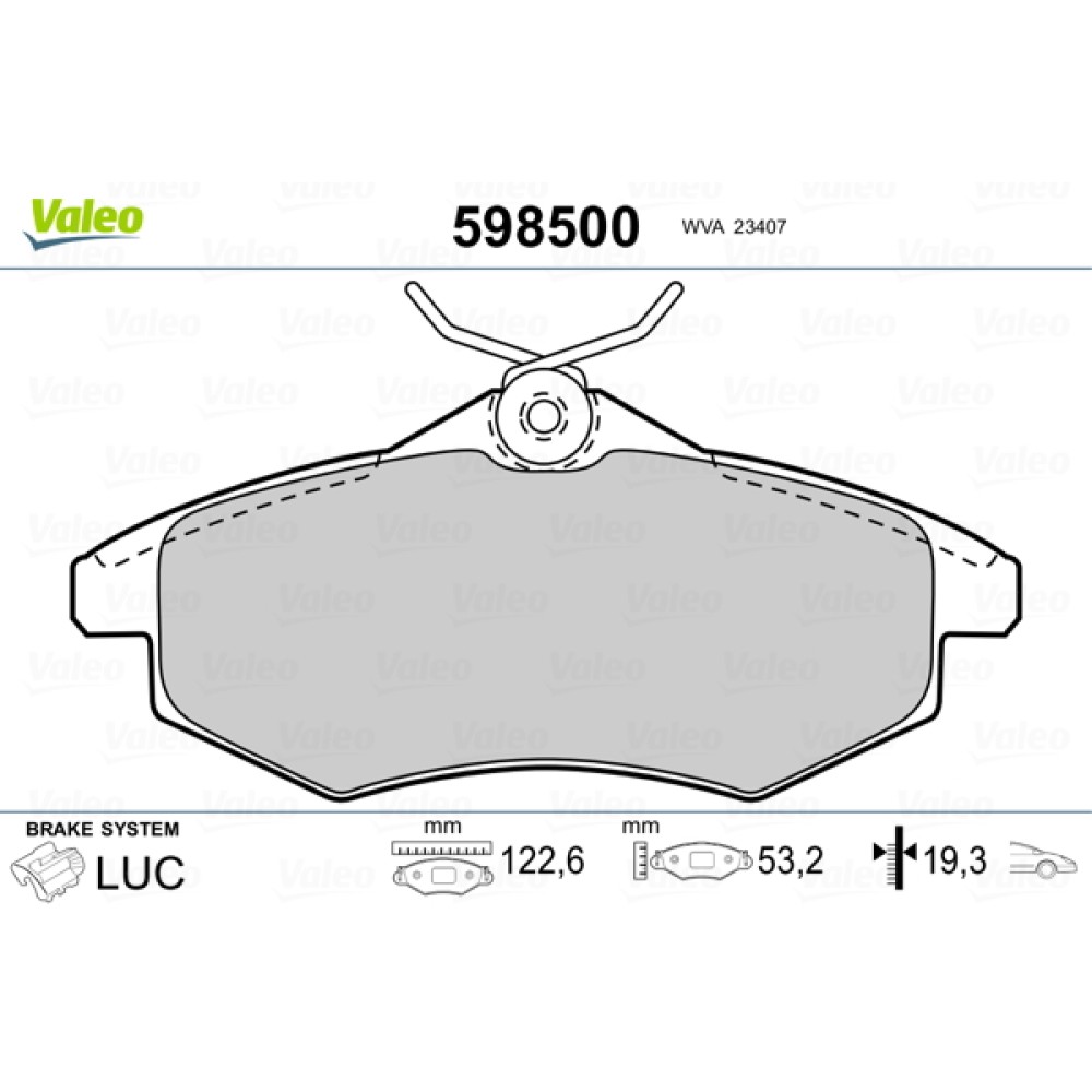 Σετ τακάκια εμπρός VALEO 598500