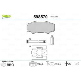 Σετ τακάκια πίσω VALEO 598570