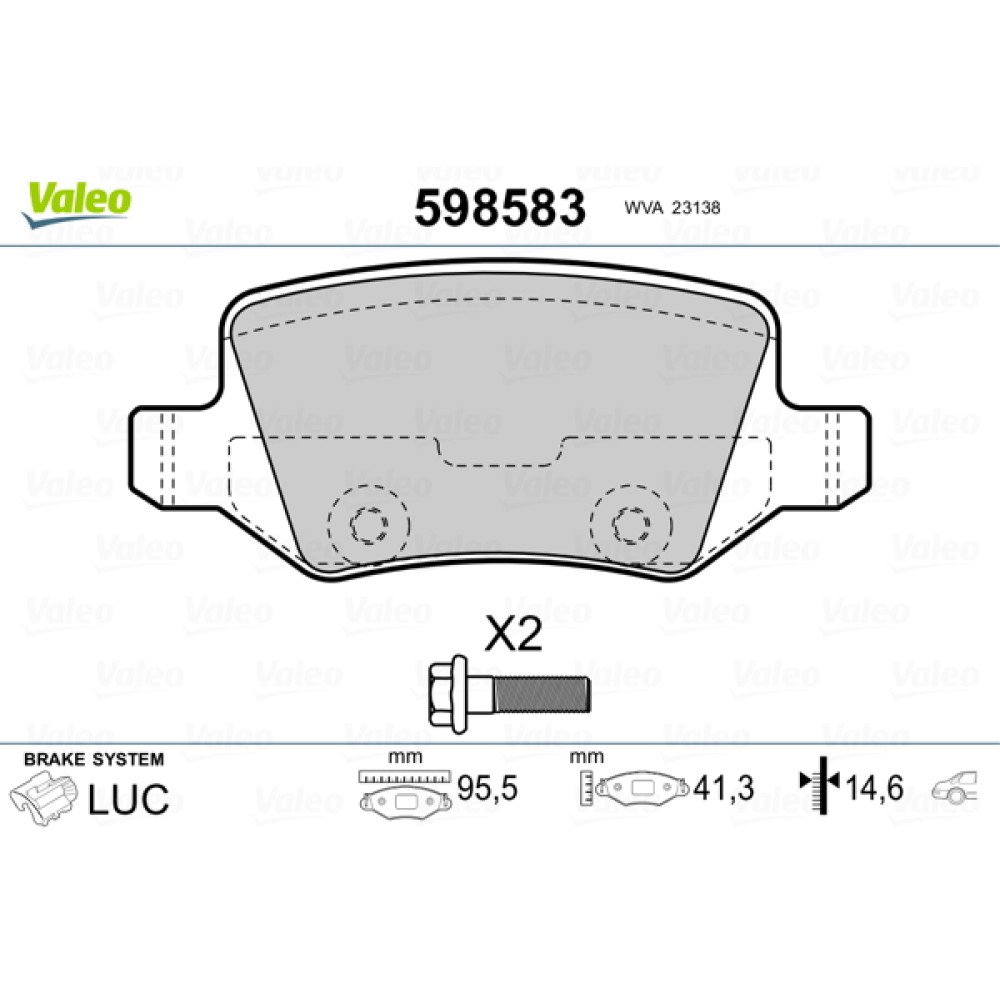 Σετ τακάκια πίσω VALEO 598583