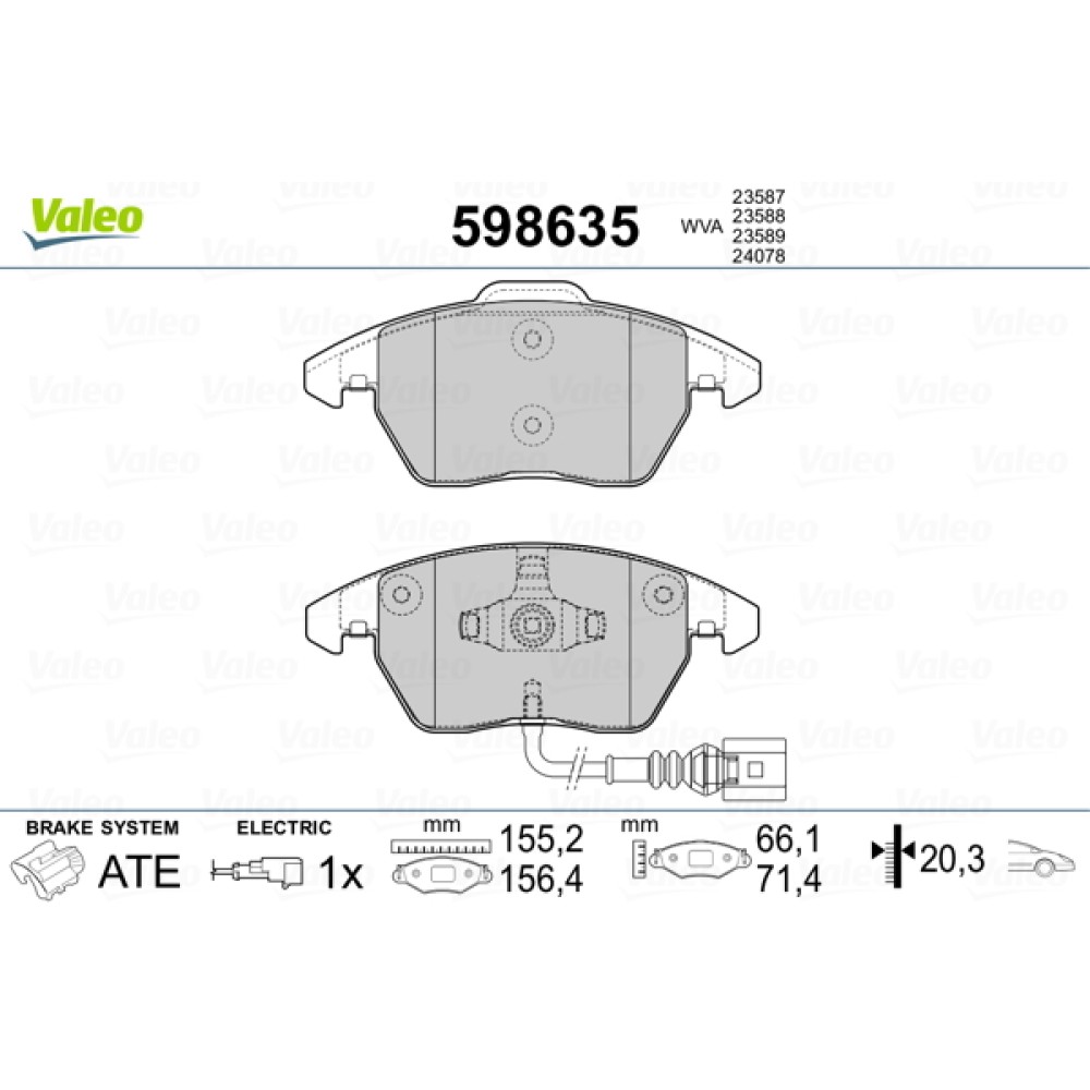 Σετ τακάκια εμπρός VALEO 598635