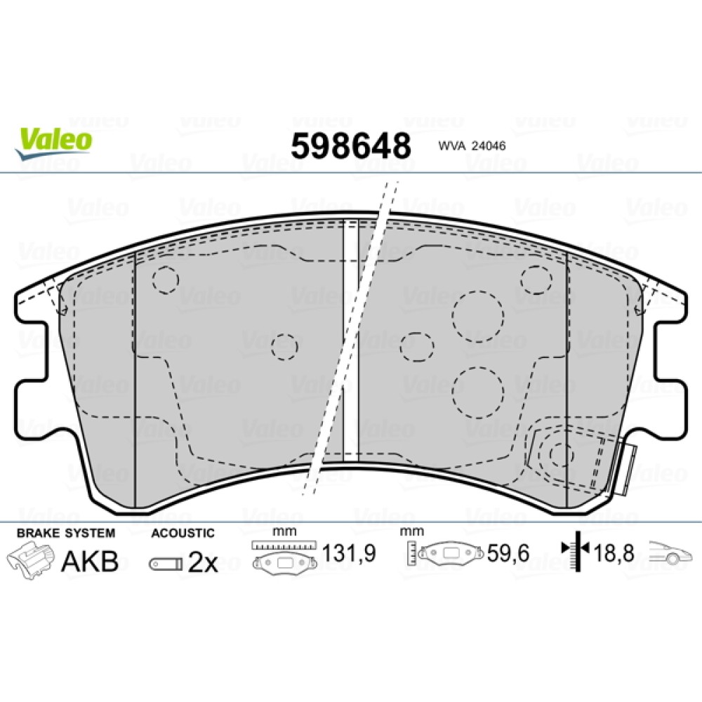 Σετ τακάκια εμπρός VALEO 598648