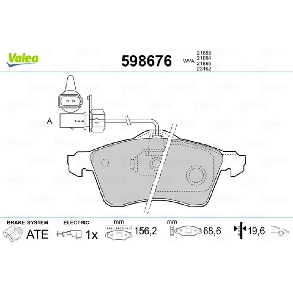 Σετ τακάκια εμπρός VALEO 598676