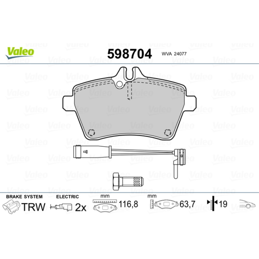 Σετ τακάκια εμπρός VALEO 598704