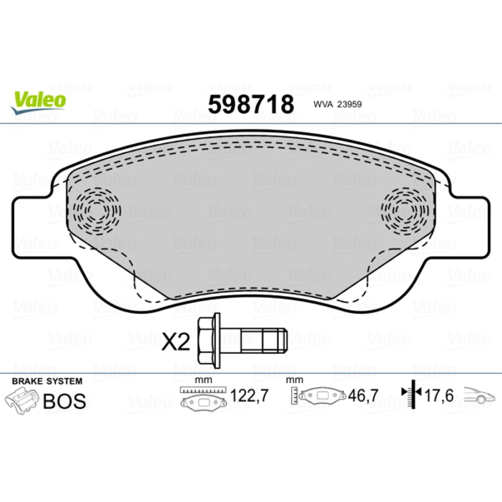 Σετ τακάκια εμπρός VALEO 598718