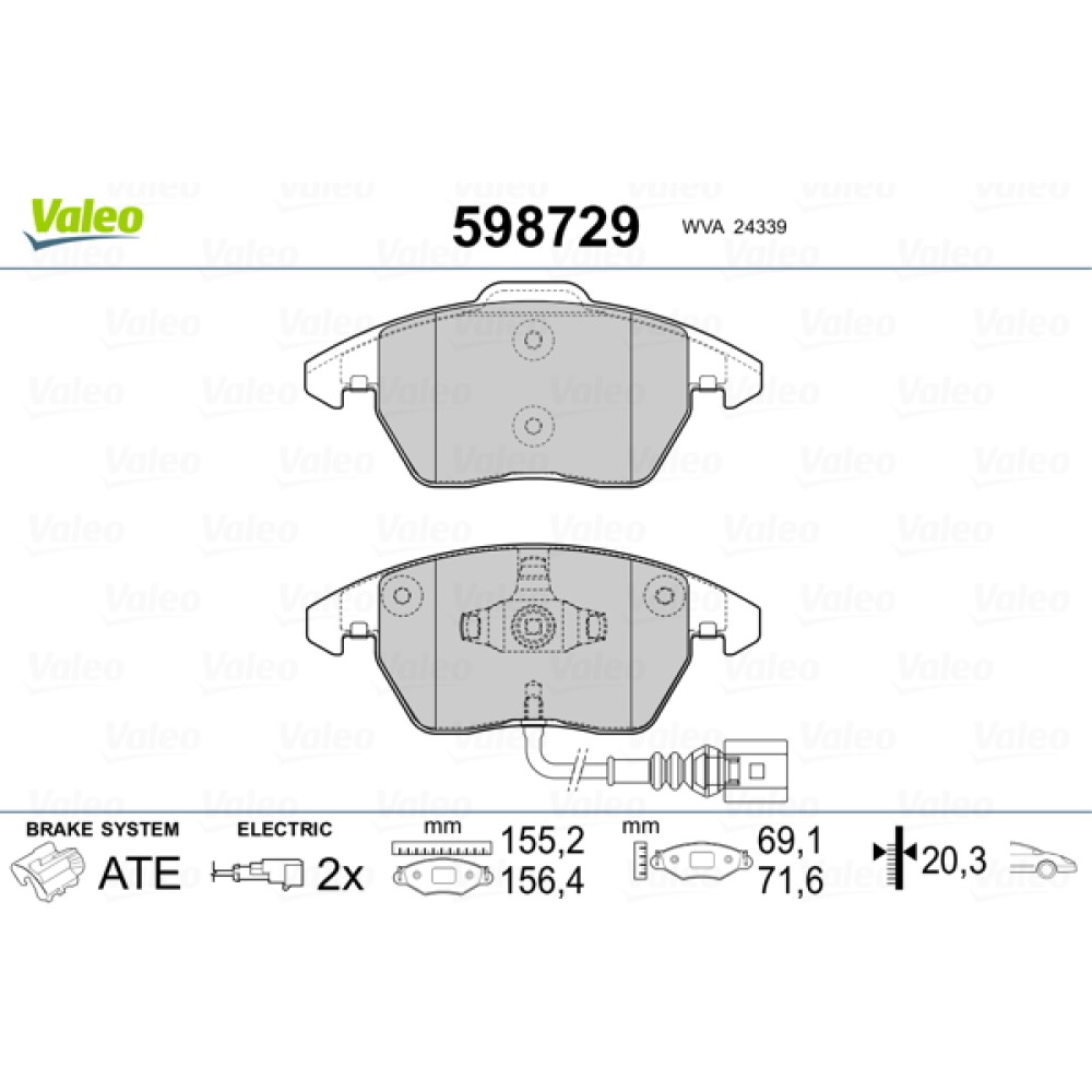 Σετ τακάκια εμπρός VALEO 598729