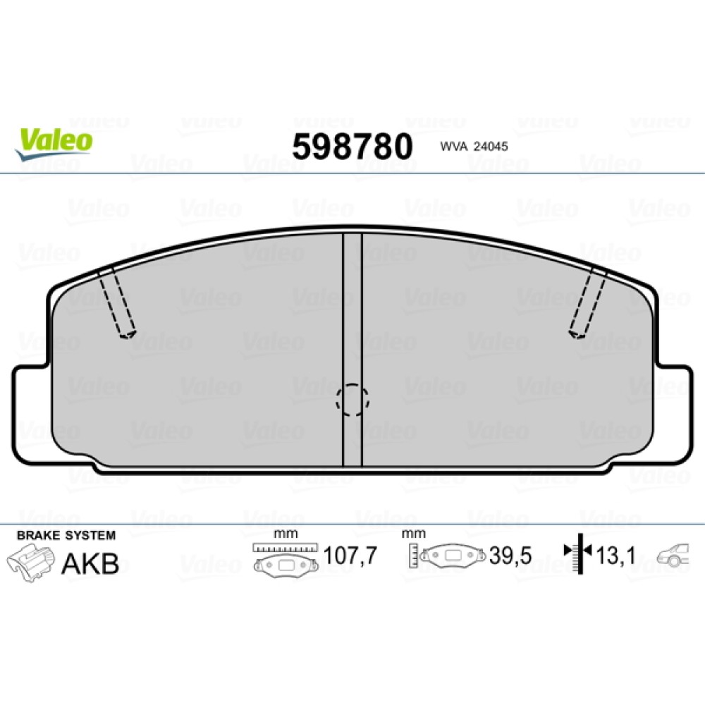 Σετ τακάκια πίσω VALEO 598780