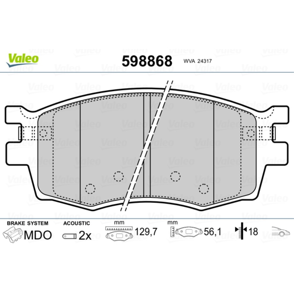 Σετ τακάκια εμπρός VALEO 598868