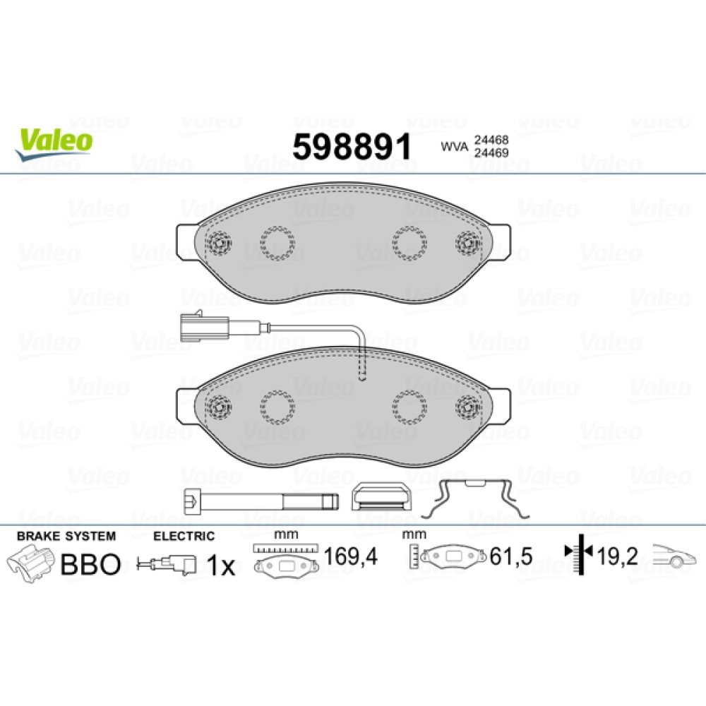 Σετ τακάκια εμπρός VALEO 598891