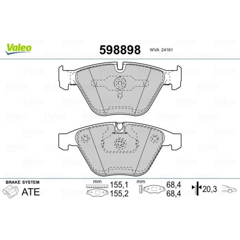 Σετ τακάκια εμπρός VALEO 598898