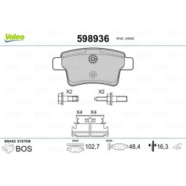 Σετ τακάκια πίσω VALEO 598936