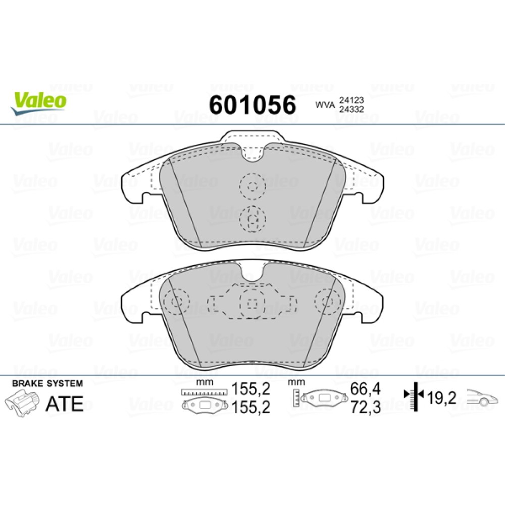 Σετ τακάκια εμπρός VALEO 601056