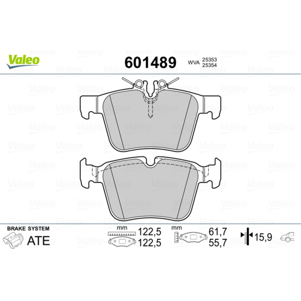 Σετ τακάκια πίσω VALEO 601489