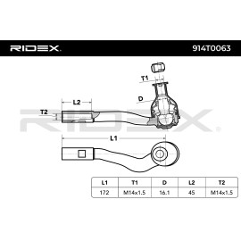 Ακρόμπαρο RIDEX 914T0063 Mπροστινός άξονας δεξιά